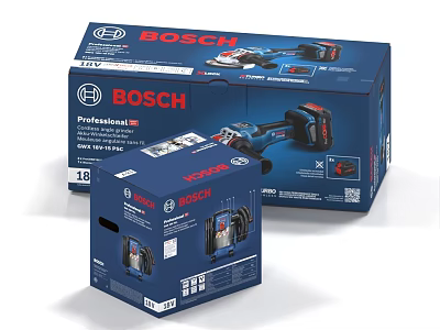 BOSCH Professional 18V Power Tools with Product Packaging Boxes 3d model