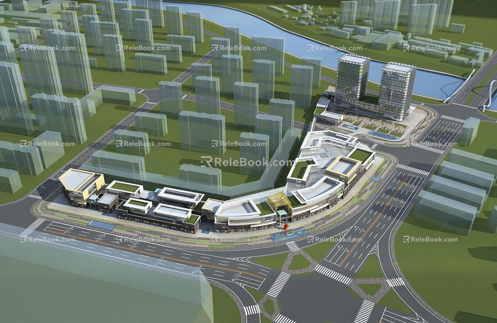 Modern Aerial View Mall Complex 3d model