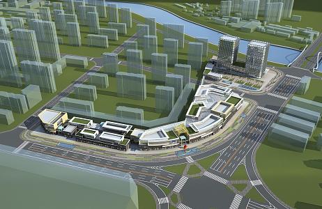 Modern Aerial View Mall Complex 3d model