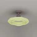 Modern Ceiling Light with White Circular Shade and Brown Base Contemporary Design 3d model