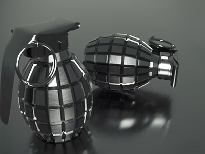 Military Grenade Weapon 3D Model Design With Metal Grid Shell And Black Fuse Details 3d model