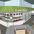 Supermarket Department Store Interior With Fresh Produce Shelves Customers Bright Lighting Display Areas