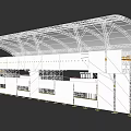 Stadium Steel Structure Framework With Multi Level Platforms And Arched Roof 3d model