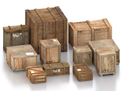 High Quality Wooden Crates In Various Sizes Suitable For Storage And Shipping 3d model