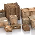 Wooden crate box wooden packing box logistics box express box 3d model