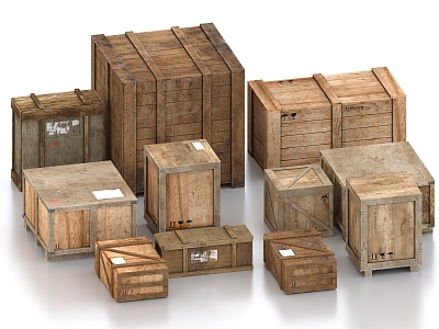 Wooden crate box wooden packing box logistics box express box 3d model