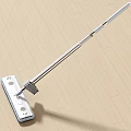 White Long Handle Mop Cleaning Light Colored Wooden Floor Surface 3d model