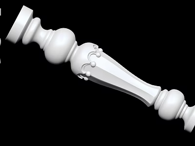 Ornate White Railing with Intricate Carved Details and Classical Design Elements 3d model
