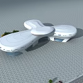 Modern White Cultural Center Building With Streamlined Design And Glass Facade