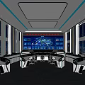 Modern monitoring room Command control room Dispatching command center Monitoring hall Command hall Office desks and chairs 3d model