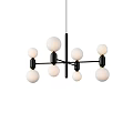 Modern Chandelier Design With Multiple White Spheres And Black Metal Frames 3d model
