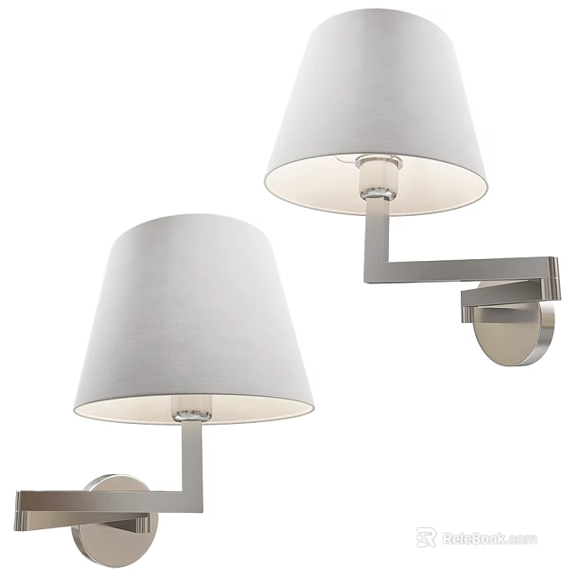 Modern Wall Lamp With Fabric Shade And Sleek Metal Bracket Design 3d model 