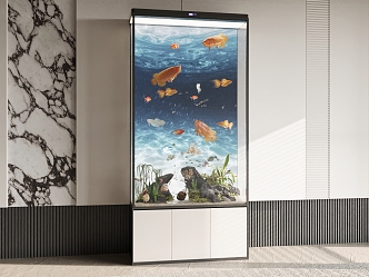 Fish Tank Aquarium Ornamental Fish Constant Temperature Fish Tank High Cabinet Fish Tank 3d model