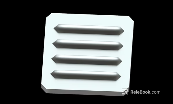 White Hexagonal Base With Four Parallel Silver Rectangular Strips 3d model