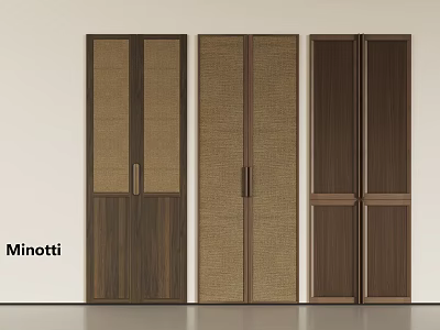 Sophisticated Minotti Wardrobe Doors With Wooden And Rattan Panel Designs For Modern Interiors 3d model