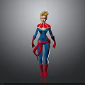 3D Superhero Character Model With Blue Red Costume Golden Hair And Red Belt Design
