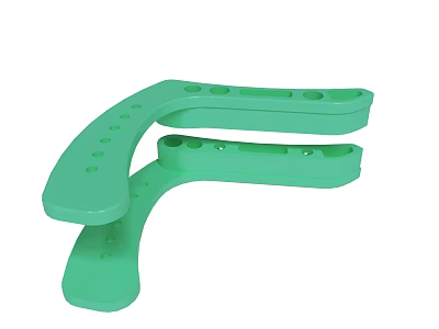 Green Curved Plastic Accessory With Multiple Holes And Smooth Surface Design 3d model
