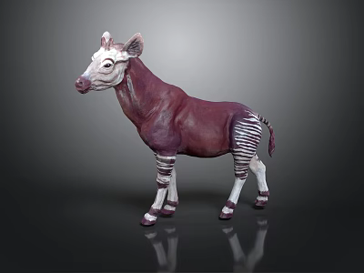 Artistic Fantasy Creature Character With Purple White Body And Striped Legs 3d model