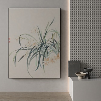 Modern plant painting decorative painting 3d model