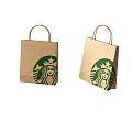 Starbucks Brown Paper Bags With Handle Straps Featuring Green Logo Design