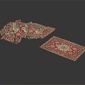 Red Square Carpets With Intricate Patterns Displayed On Black Surface 3d model