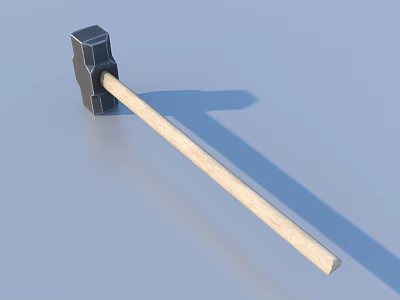 Sturdy Hardware Hammer With Black Steel Head And Wooden Handle 3d model