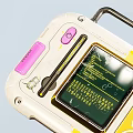 Portable Handheld Computer Yellow White And Pink Design With Screen Buttons And Handle