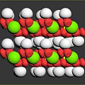 Molecular Structure Model with Red Green White Spheres Arranged in Stacked Layers