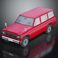 Red Vintage SUV with Classic Design and Reflective Exterior Surface