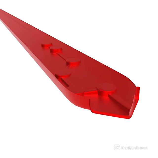 Red Long Mechanical Tool Component With Cylindrical Protrusions And Grooves Design 3d model 