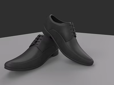 Black Leather Lace Up Dress Shoes For Formal Events Classic Style Design 3d model