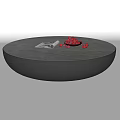Modern Round Coffee Table with Gray Top Black Base and Red Berries on Surface 3d model