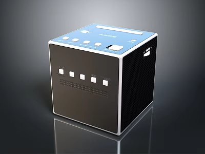 Modern Cube Shaped Electronic Device With Blue Top White Buttons Black Body 3d model