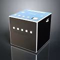 Modern Cube Shaped Electronic Device With Blue Top White Buttons Black Body 3d model