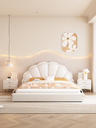 Modern Cream Style Bedroom Cream Bedroom 3d model