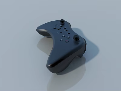 Black Game Controller With Buttons And Joysticks On Smooth Light Surface 3d model