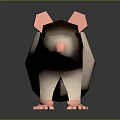 3D Rendered Rat Character With White And Brown Fur And Pink Ears