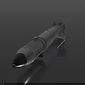 Silver Missile Featuring Pointed Nose Tail Fins Streamlined Design on Black Background Reflective Surface