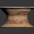 Ancient Ceramic Pedestal Bowl With Intricate Red Patterns And Decorations 3d model