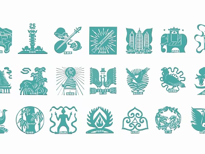 Colorful Decorative Pendants With Various Cultural Symbols And Artistic Shape Patterns 3d model