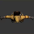 Yellow Hooded Robe Character With Gas Mask And Belt On Gray Background