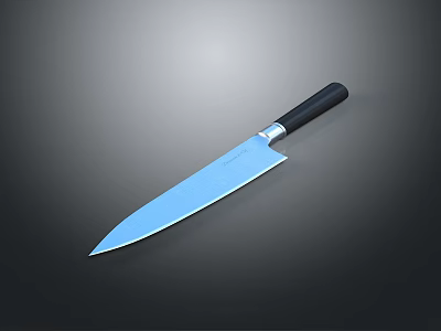 Tactical Weapon Knife With Sharp Blue Blade Black Handle And Silver Accent 3d model
