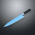 Tactical Weapon Knife With Sharp Blue Blade Black Handle And Silver Accent 3d model