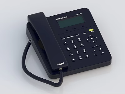 Grandstream Black Digital Telephone With Display Screen Numeric Keypad And Handset 3d model