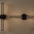 Modern Metal Wall Lamps with Black Base and Metallic Tubes on Beige Wall