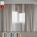 Stylish Window Curtain Panels With Sheer Layers And Neutral Patterned Design 3d model