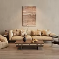 Quiet Sofa Tea Table Combination Lazy Sofa Double Sofa Leisure Chair Tea Table Vase Ornaments 3d model
