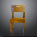 Wooden Orange Home Furniture Chair With Simple Design And Round Hole Backrest