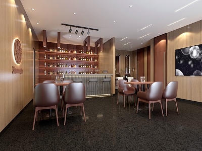 Modern bar wood veneer reception hall 3d model