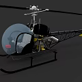 Small Helicopter With Transparent Cockpit Black And Yellow Design And Landing Skids